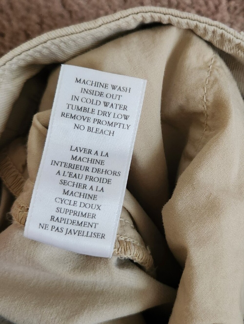 Frank & Eileen Pant Wicklow Cropped Tapered Leg Twill Chino Raw Hem Khaki Tan 10 - Picture 8 of 8